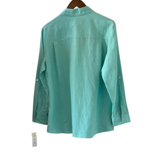 Richard Malcom NEW Irish Linen Button Down Shirt In Turquoise Size XL - Picture 6 of 14